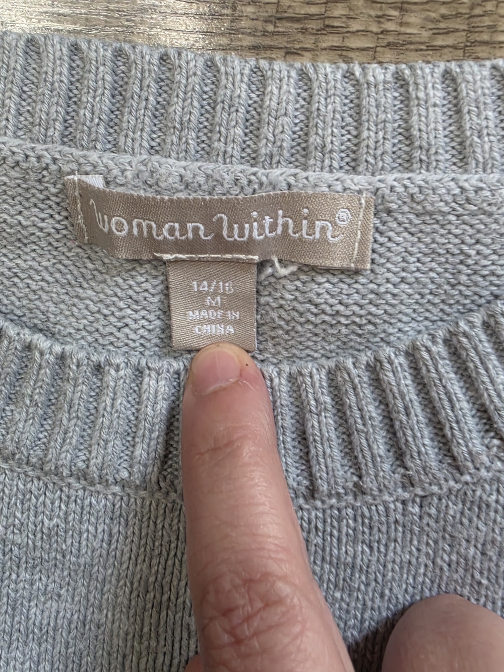 Woman Within Light Gray Crewneck Sweater with Multicolor Floral Embroidery - Picture 3 of 3
